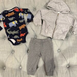 Carter's Navy and Gray Animal Print Matching Set